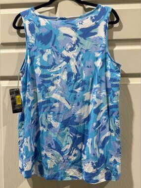 Blue and White Abstract Sleeveless tank top and shorts